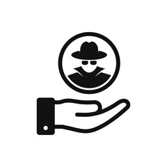 Spy agent on hand. Agent, detective, thief, hacker icon design isolated. Vector illustration