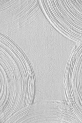 Close-up abstract background gypsum panel, spiral-shaped volumetric, white circles, futuristic background, selective focus