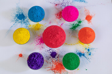 Dry Color powders for Indian festival of color Holi.