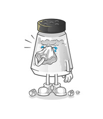 salt shaker blowing nose character. cartoon mascot vector