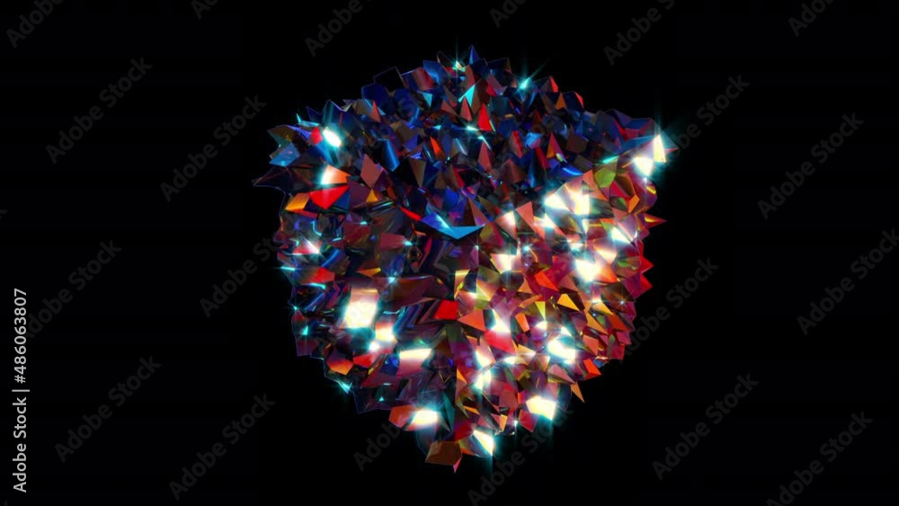 Poster geometric abstract crystal with futuristic 3d render bright gradient. soft digital luster of mineral