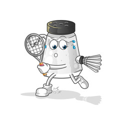 Obraz premium salt shaker playing badminton illustration. character vector
