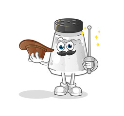 salt shaker fencer character. cartoon mascot vector