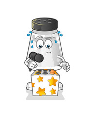 salt shaker play whack a mole mascot. cartoon vector