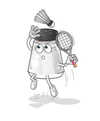 salt shaker smash at badminton cartoon. cartoon mascot vector