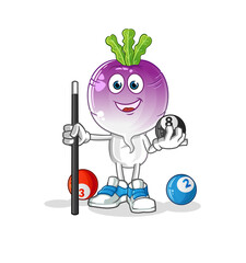turnip head cartoon plays billiard character. cartoon vector