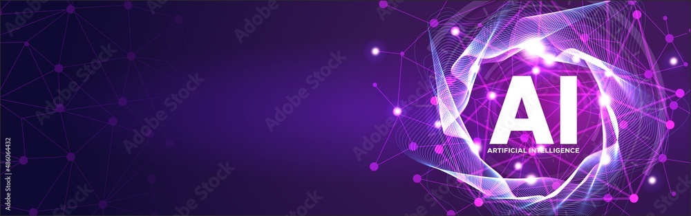 Aufkleber artificial intelligence template for ai machine deep learning technology sci-fi concept.