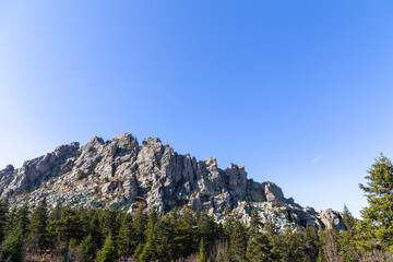 Responsive mountain ridge (or Otcliknoy ridge).  Taganay national Park, Zlatoust city, Chelyabinsk region, South Ural, Russia
