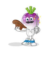 turnip head cartoon fencer character. cartoon mascot vector
