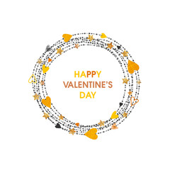 Love Frame Hearts and Gold Stars. Happy Valentines Day Wedding Birthday etc. 