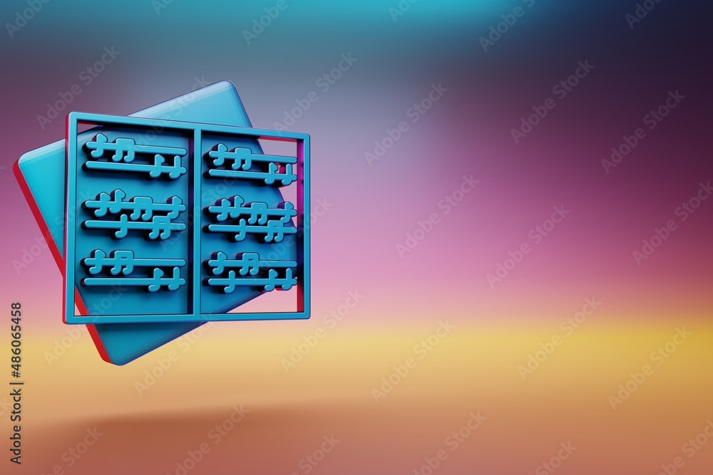 Leinwandbilder classical music icon. beautiful blue classical music symbol icons on multicolor bright background. 3