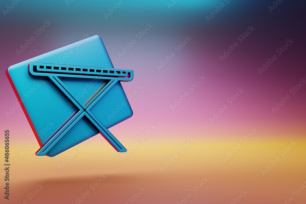 Poster Synthesizer with Support  icon. Beautiful Blue Synthesizer with Support  symbol icons on multicolor bright background. 3d rendering illustration. Background pattern for design.