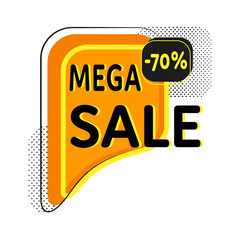 Super sale, Mega sale, Sale Banners, Labels, and Stickers. Vector Illustration