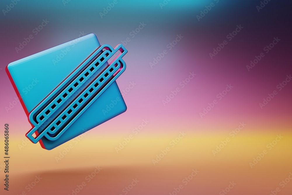Aufkleber One Harmonica icon. Beautiful Blue One Harmonica symbol icons on multicolor bright background. 3d rendering illustration. Background pattern for design.