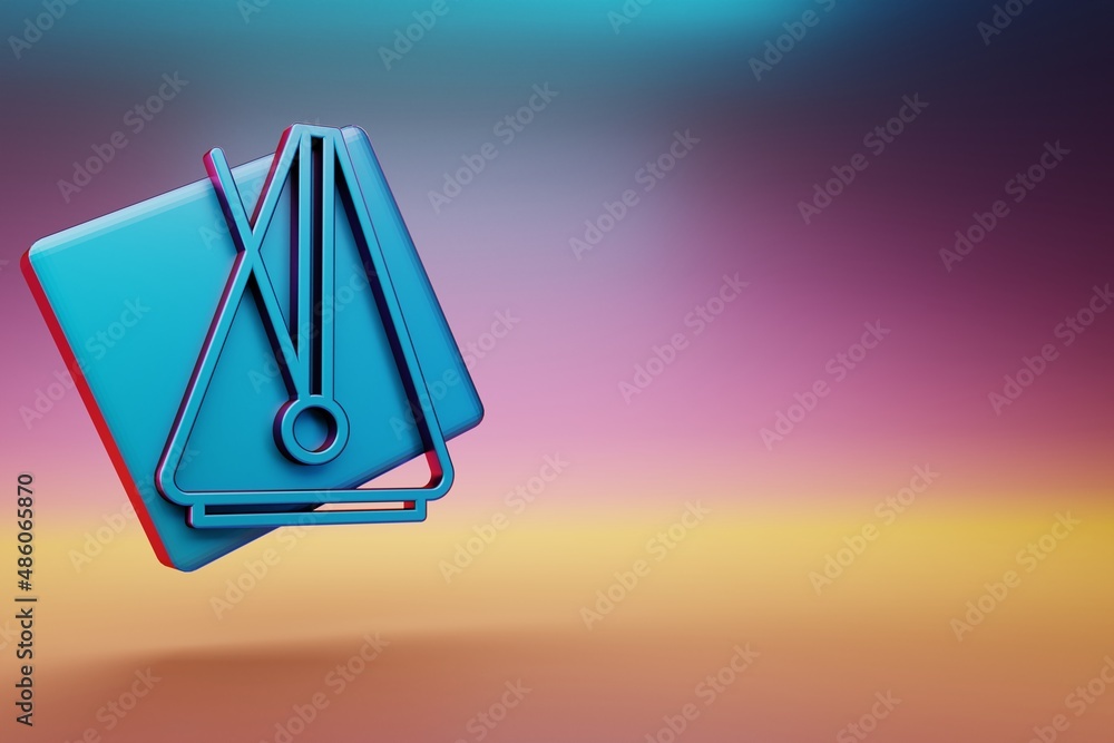 Poster big metronome icon. beautiful blue big metronome symbol icons on multicolor bright background. 3d re