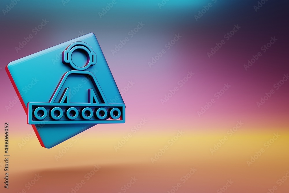 Poster dj with headphones icon. beautiful blue dj with headphones symbol icons on multicolor bright backgro