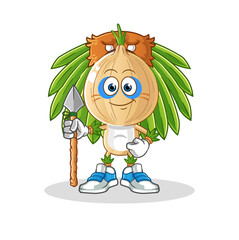 Obraz na płótnie Canvas garlic head cartoon tribal man mascot. cartoon vector