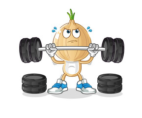 garlic head cartoon lifting the barbell character. cartoon vector