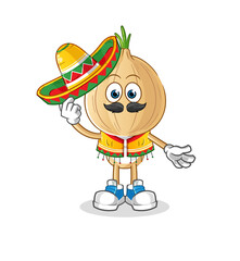 garlic head cartoon Mexican culture and flag. cartoon vector
