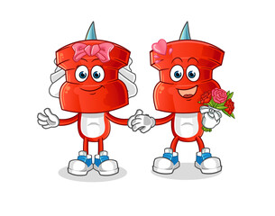 push pin head cartoon wedding. cartoon mascot vector