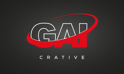 GAI letters creative technology logo with 360 symbol vector art template design