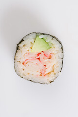 one sushi maki on white background