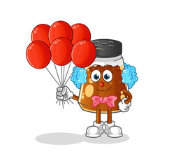 pepper powder clown with balloons vector. cartoon character