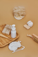 Fototapeta na wymiar Skin and body care products. Eco friendly stuff concept