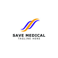 creative save medical logo vector design ideas concept, simple letter S logo vector design template for medical, care and clinic business and industry isolated on white background. 