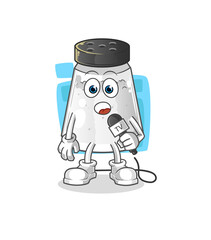 salt shaker tv reporter cartoon. cartoon mascot vector