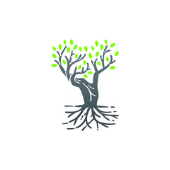 creative have and tree logo vector design illustration. illustration of hand and tree for medical, clinic, hospital, an therapy business isolated on white background.