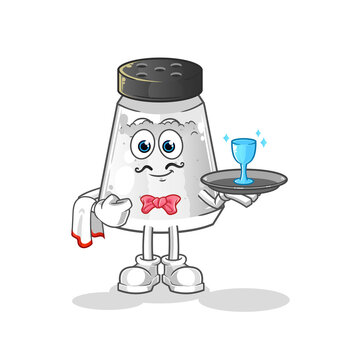 salt shaker waiter cartoon. cartoon mascot vector