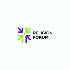 Obraz premium Religion forum logo vector design template, Religion Management Logo vector design illustration with modern, simple and colorful styles. Simple Cross logo vector design.