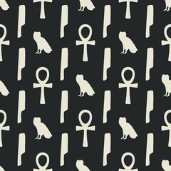 Obraz premium Ancient Egypt seamless pattern. Classic elements of Egypt. Symbol of the ancient Egyptians. Vector seamless pattern on the Ancient Egypt theme. seamless pattern of symbols and signs of Egypt icons
