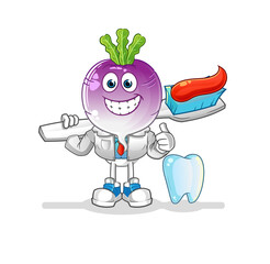 turnip head cartoon dentist illustration. character vector