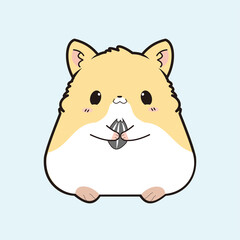 Cute Hamster Eating Vector Icon Illustration. Hamster Mascot Cartoon Character. Animal Icon Concept White Isolated. Flat Cartoon Style Suitable for Web Landing Page, Banner, Flyer, Sticker, Card