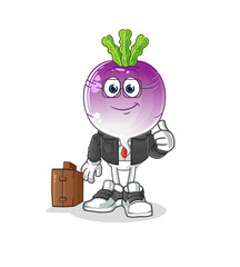 turnip head cartoon office worker mascot. cartoon vector