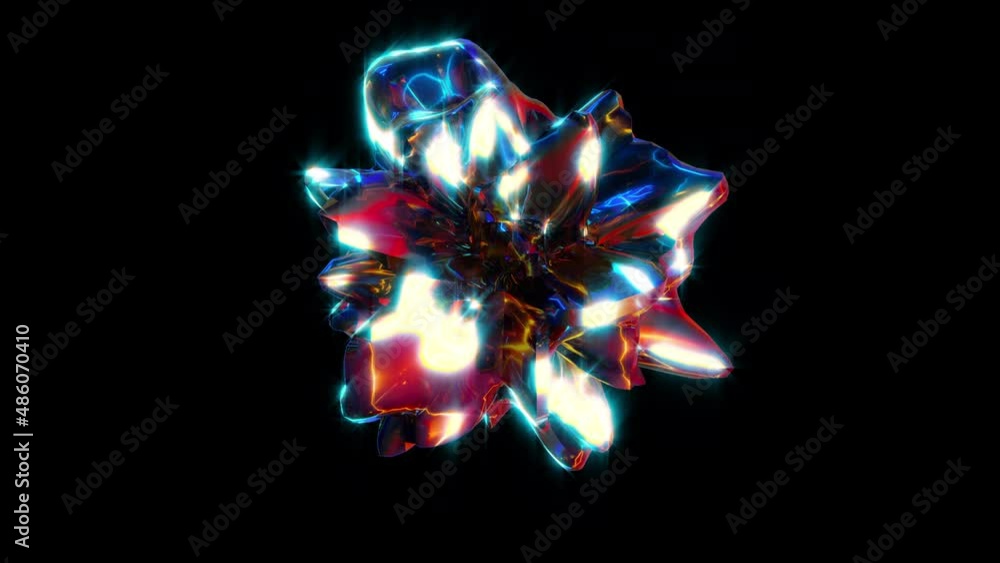 Poster geometric abstract crystal with futuristic 3d render bright gradient. soft digital luster of mineral
