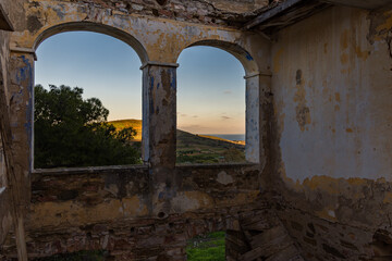 Ruins of an old mansion with an amazing view in Syros island.