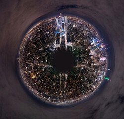 360 circular panorama of Manhattan at night