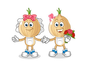 garlic head cartoon wedding. cartoon mascot vector