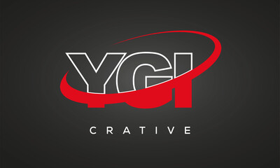 YGI letters creative technology logo with 360 symbol vector art template design