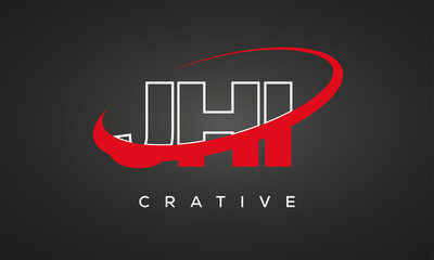 JHI letters creative technology logo with 360 symbol vector art template design