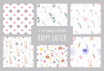 Set of seamless patterns for Easter