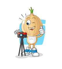 garlic head cartoon photographer character. cartoon vector