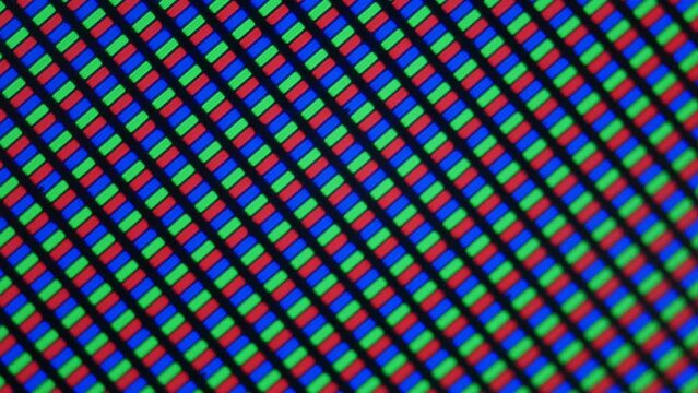 RGB components. Red, Green, and Blue parts of modern Led and LCD displays. High quality magnification under microscope