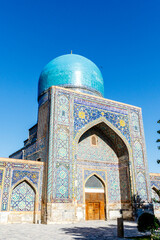 Courtyard of Madrasah Ttilla-kari (Tilya Kori) on Registan square in Samarkand, Uzbekistan, Central Asia