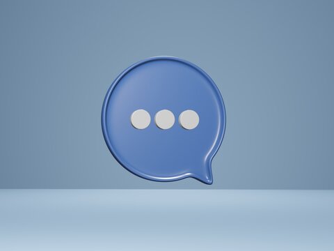 blue speech bubble talk comment sign symbol . 3d rendering