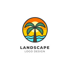 minimalist beach logo design template