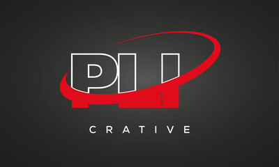 PLI letters creative technology logo with 360 symbol vector art template design